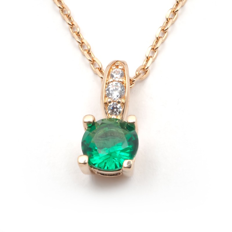 Collier fantaisie femme carador en plaqué or avec oxydes de zirconium et spinelle verte