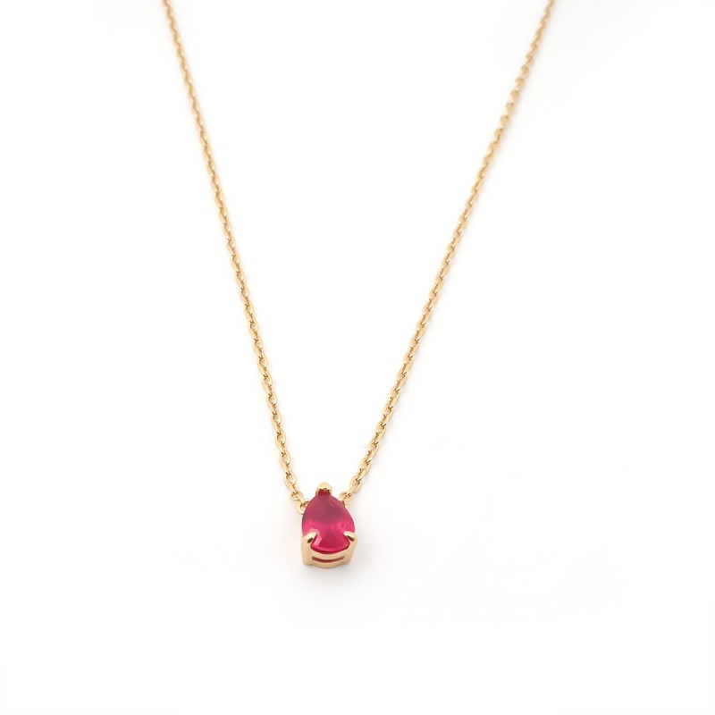 Collier  femme  solitaire carador en plaqué or avec spinelle rouge