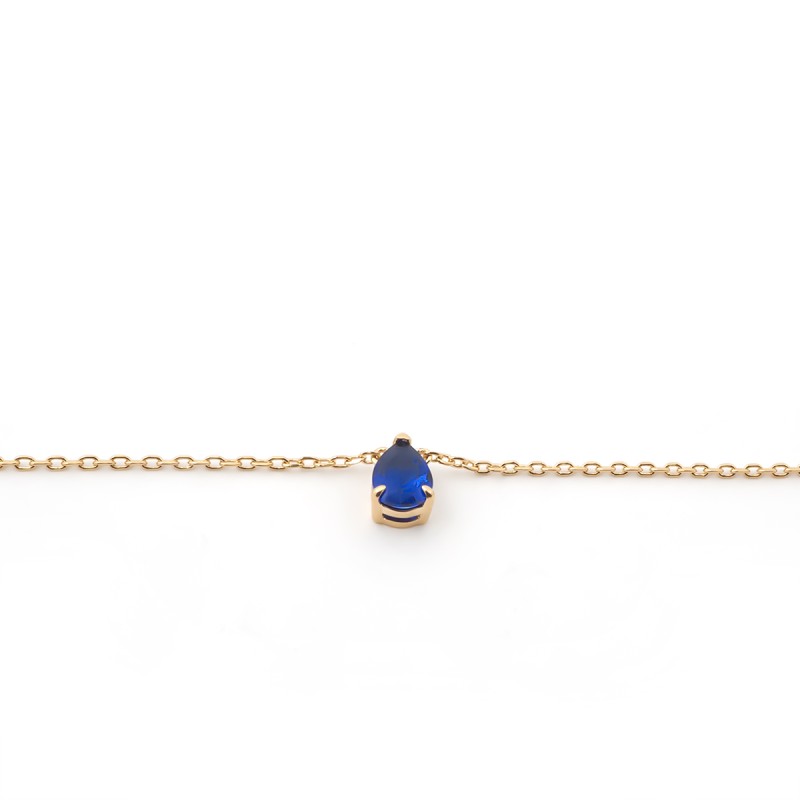 Collier  femme  solitaire carador en plaqué or avec spinelle bleu foncé