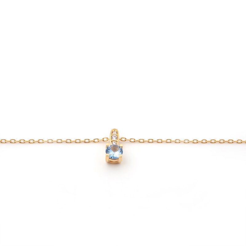 Collier fantaisie femme carador en plaqué or avec oxydes de zirconium et spinelle bleu