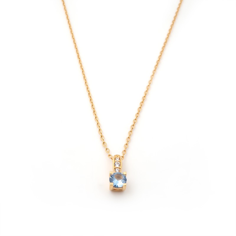 Collier fantaisie femme carador en plaqué or avec oxydes de zirconium et spinelle bleu