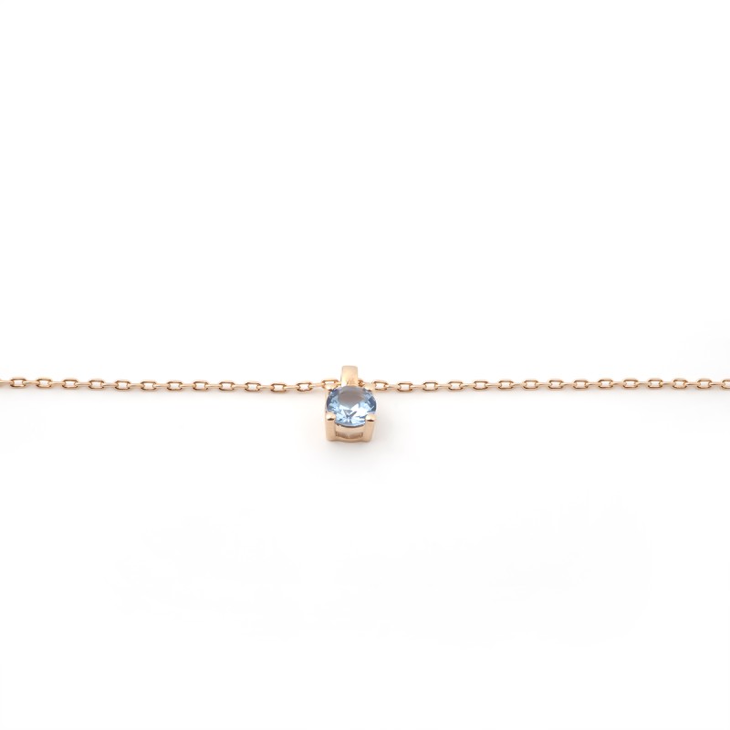 Collier solitaire femme carador en plaqué or avec spinelle bleu clair