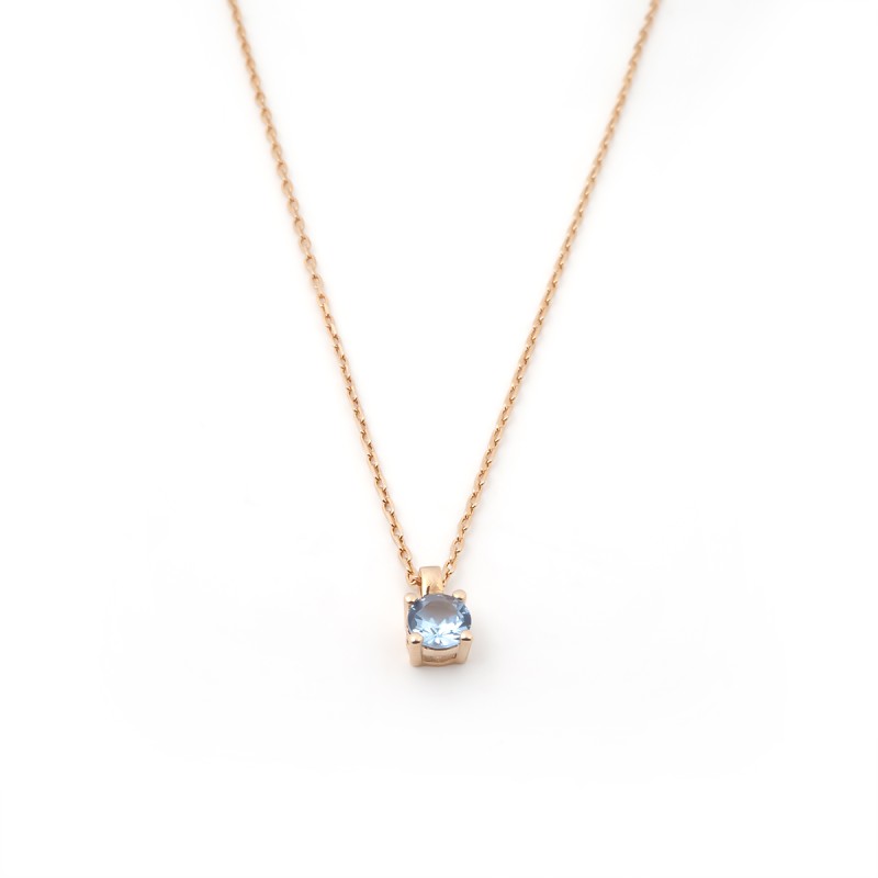 Collier solitaire femme carador en plaqué or avec spinelle bleu clair