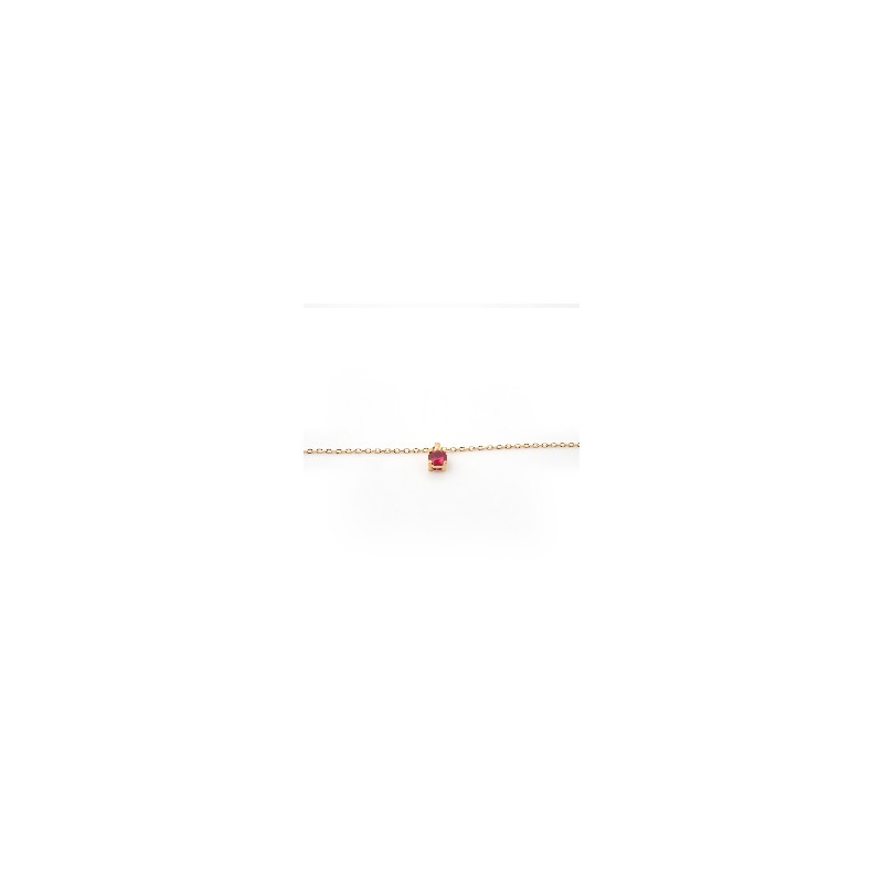 Collier solitaire femme carador en plaqué or avec spinelle rouge