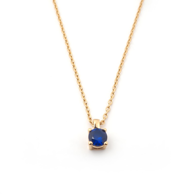 Collier Femme en plaqué or avec spinelle bleu foncé