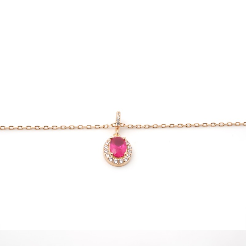 Collier fantaisie femme carador en plaqué or avec oxydes de zirconium et spinelle rouge