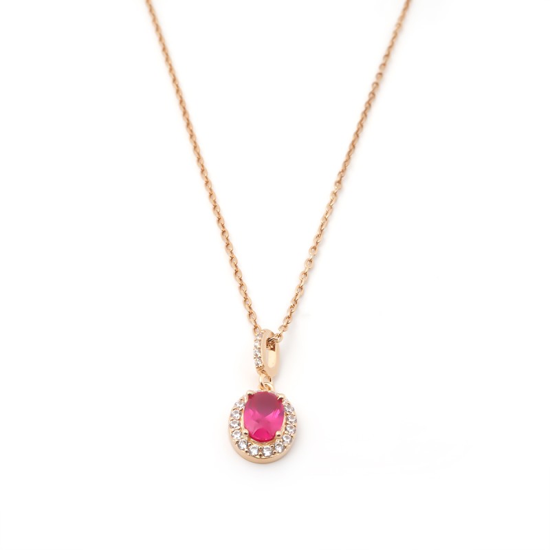 Collier fantaisie femme carador en plaqué or avec oxydes de zirconium et spinelle rouge
