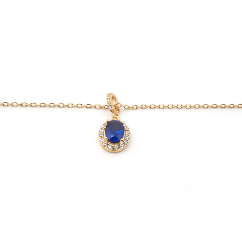 Collier fantaisie femme carador en plaqué or avec oxydes de zirconium et spinelle bleu