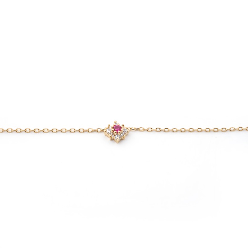 Collier fantaisie femme carador en plaqué or avec oxydes de zirconium et spinelle rouge