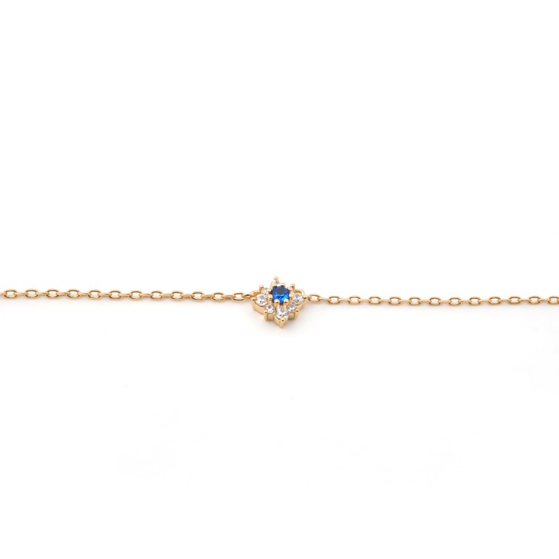 Collier fantaisie femme carador en plaqué or avec oxydes de zirconium et spinelle bleu