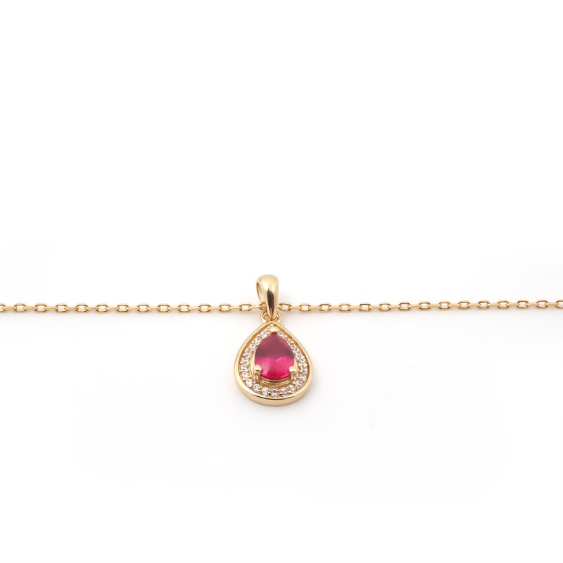 Collier fantaisie femme carador en plaqué or avec oxydes de zirconium et spinelle rouge