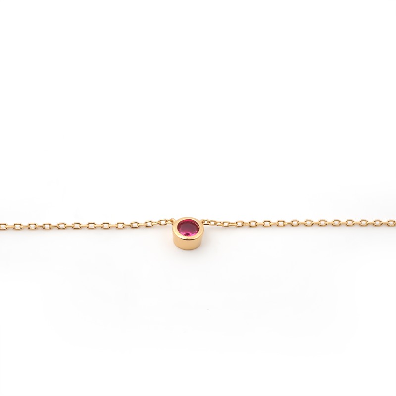 Collier solitaire femme carador en plaqué or avec spinelle rouge serti clos