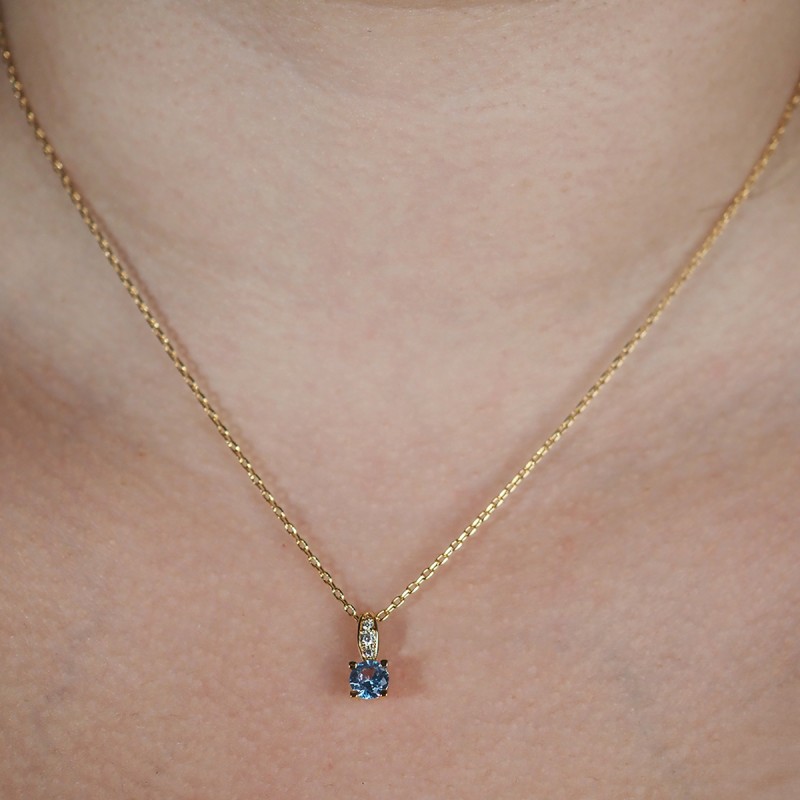 Collier fantaisie femme carador en plaqué or avec oxydes de zirconium et spinelle bleu