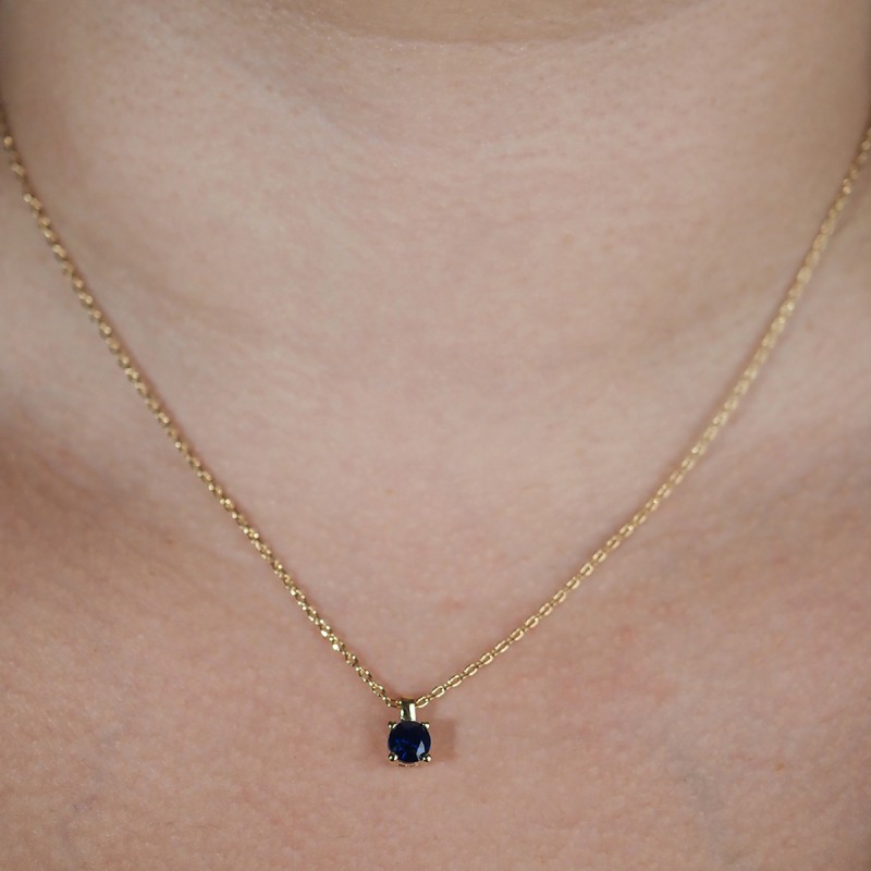 Collier Femme en plaqué or avec spinelle bleu foncé