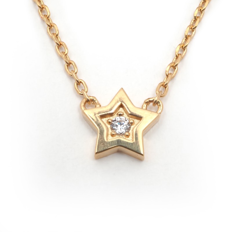 Collier solitaire motif étoile femme carador en plaqué or avec oxyde de zirconium
