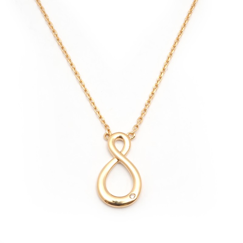 Collier fantaisie femme carador en plaqué or motif signe infini avec oxyde de zirconium