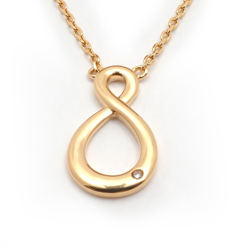 Collier fantaisie femme carador en plaqué or motif signe infini avec oxyde de zirconium