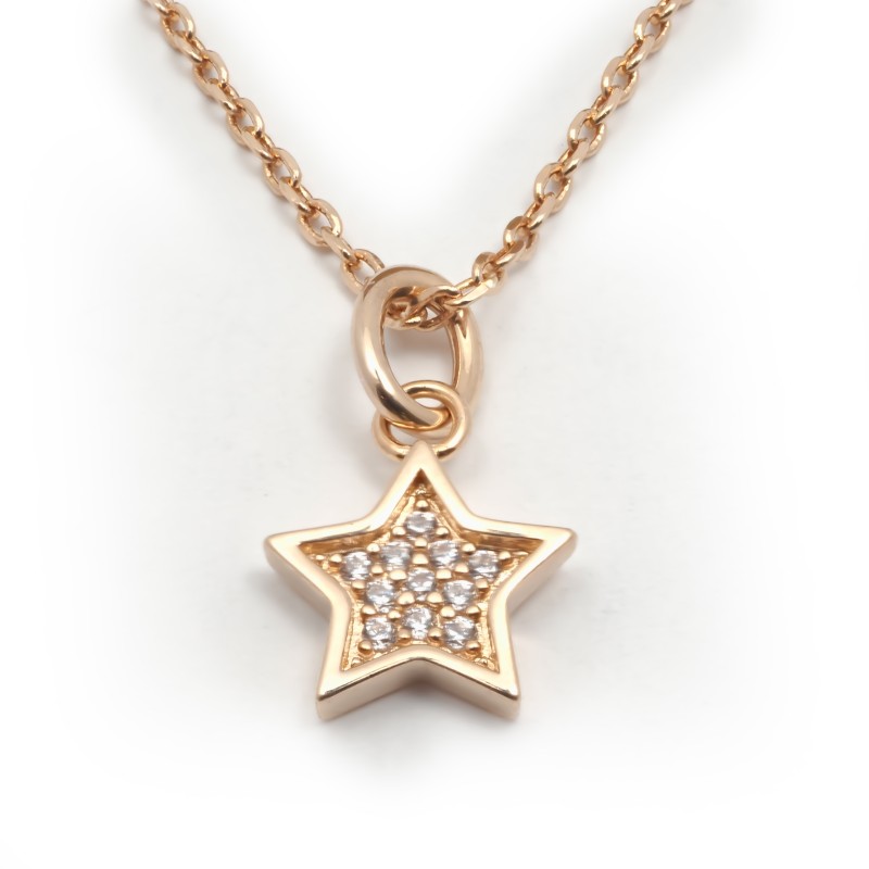 Collier Carador Femme en Plaqué Or et Oxydes de zirconium Motif étoile Maille forçat