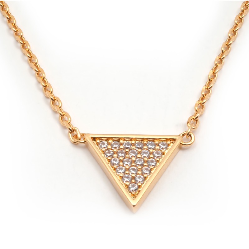 Collier plaqué or et oxydes de zirconium motif triangle carador