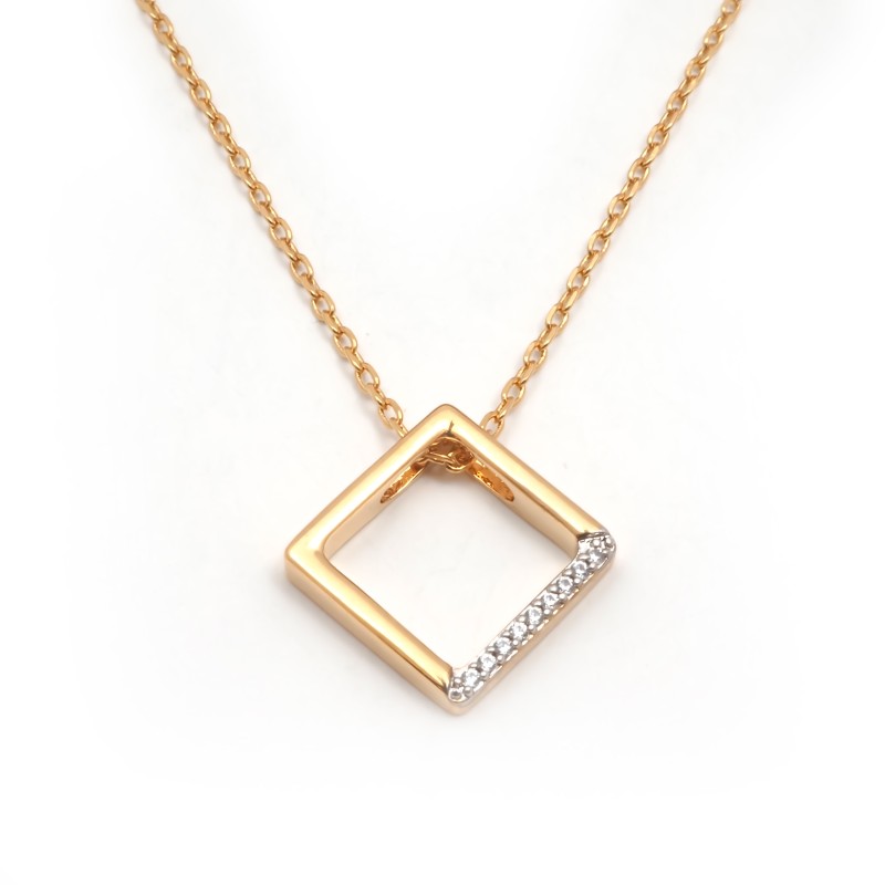 Collier Femme Carador en Plaqué Or et Oxydes de zirconium motif carré