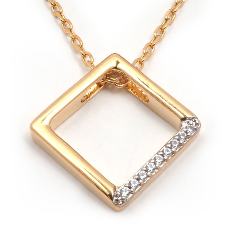 Collier Femme Carador en Plaqué Or et Oxydes de zirconium motif carré