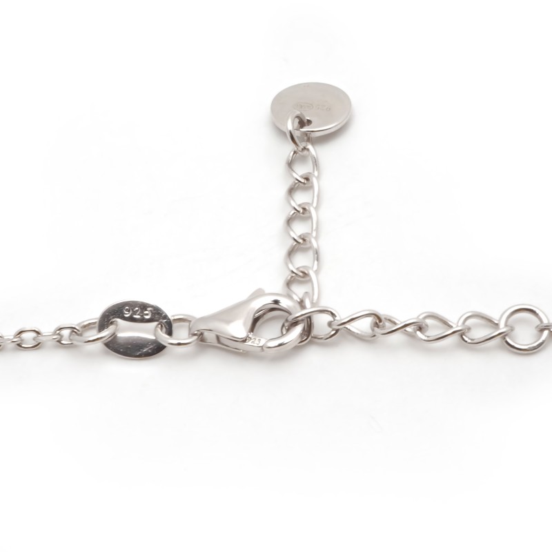 Collier femme carador en argent doubles anneaux avec oxydes de zirconium et céramique blanche