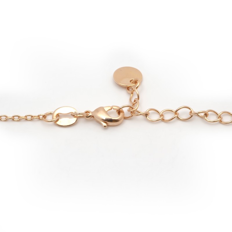 Collier fantaisie femme carador en plaqué or avec oxydes de zirconium et céramique blanche