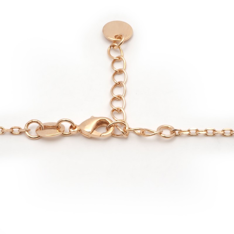 Collier fantaisie doubles anneaux entremêlés femme carador en plaqué or avec oxydes de zirconium et céramique blanche