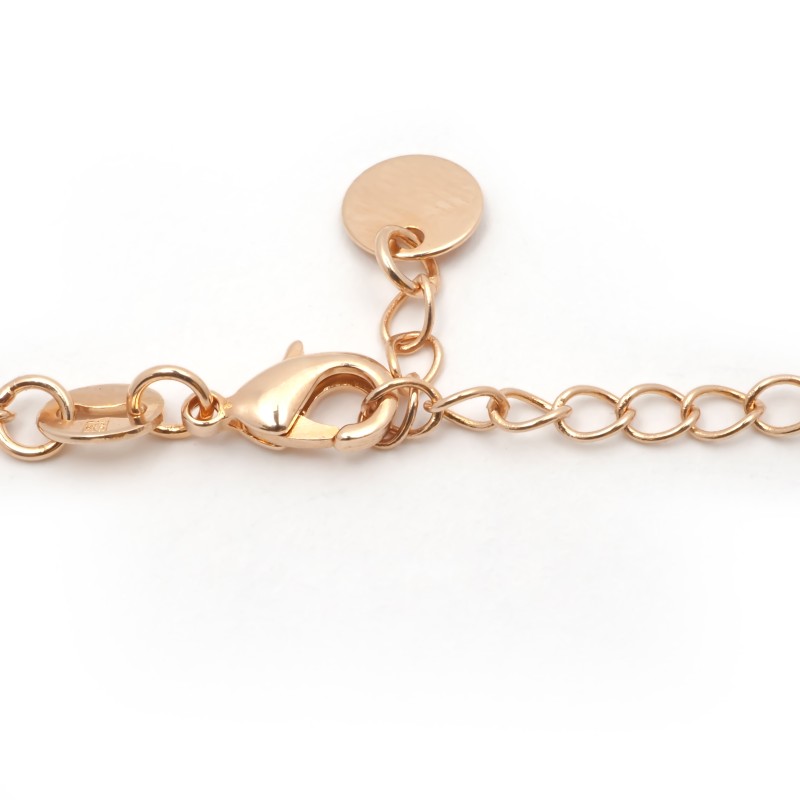 Collier fantaisie doubles anneaux entremêlés femme carador en plaqué or avec oxydes de zirconium et céramique blanche