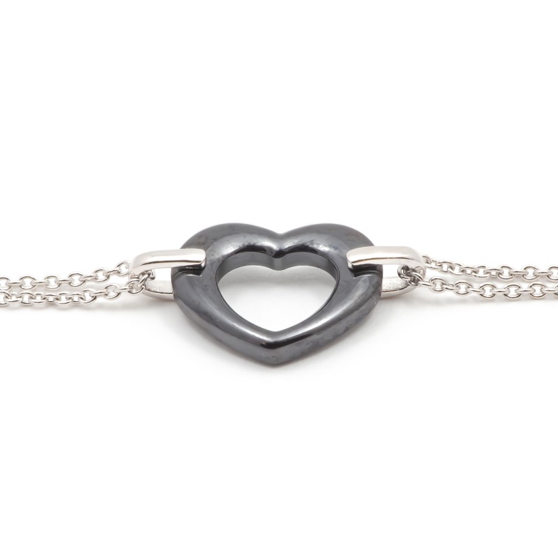 Bracelet Femme carador en argent avec cœur en céramique noire