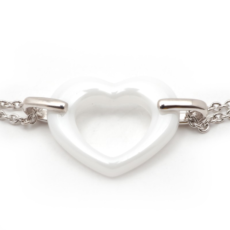 Bracelet Femme carador en argent avec cœur en céramique blanche