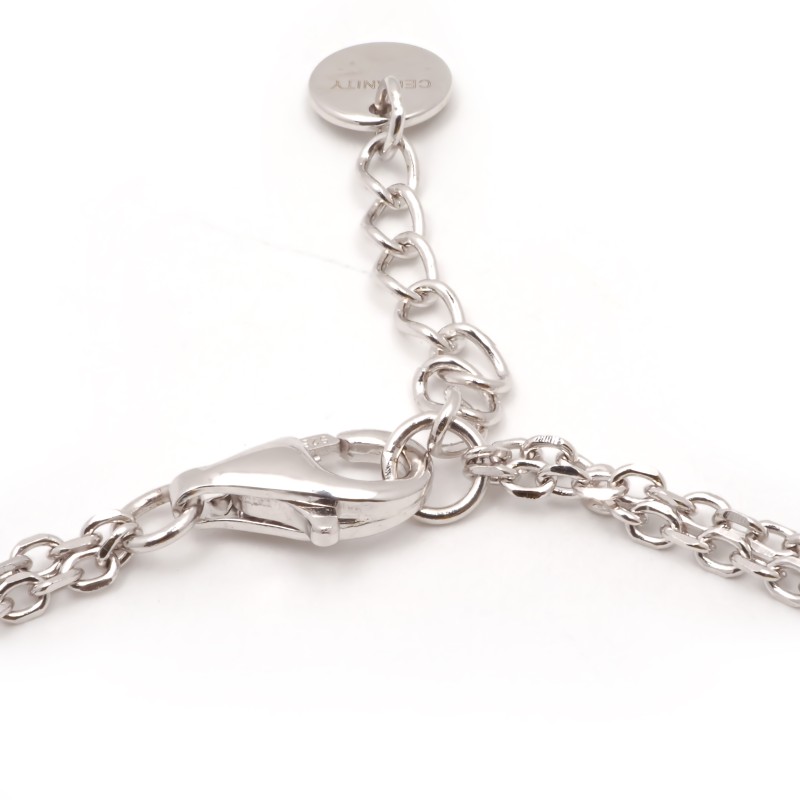 Bracelet femme Carador en  argent double cœur avec oxydes de zirconium et céramique blanche