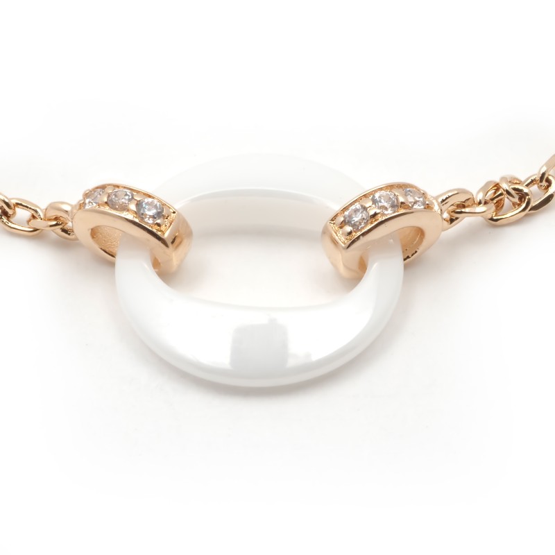 Bracelet BROOKLYN Femme Phebus en plaqué or et céramique blanche