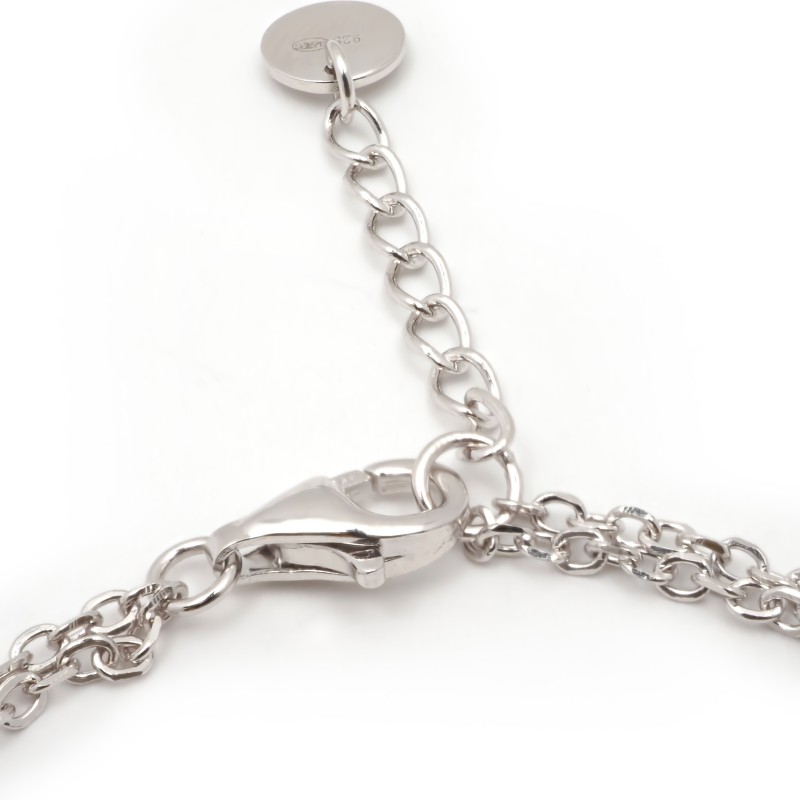 Bracelet femme Carador en argent double cœur avec oxydes de zirconium et céramique noire