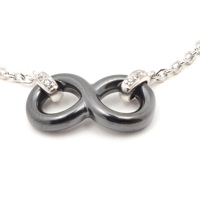 Bracelet femme carador en argent avec signes de l'infini en céramique noire et oxydes de zirconium