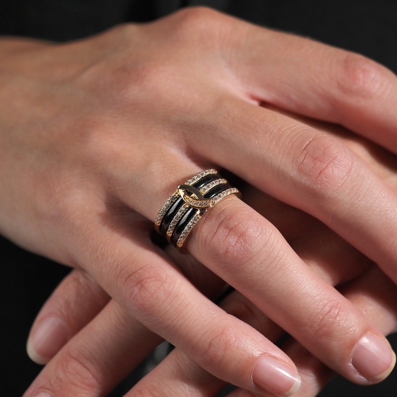 Bague Lilyana femme Phebus en plaqué or et oxydes de zirconium