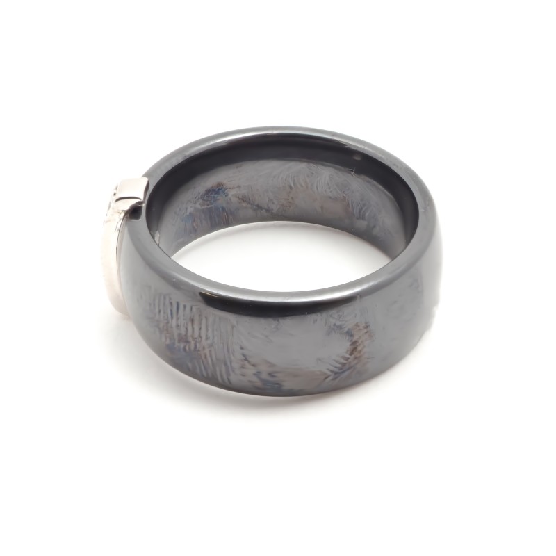 Bague Femme carador en céramique noire avec barrette en argent sertie d'oxydes de zirconium