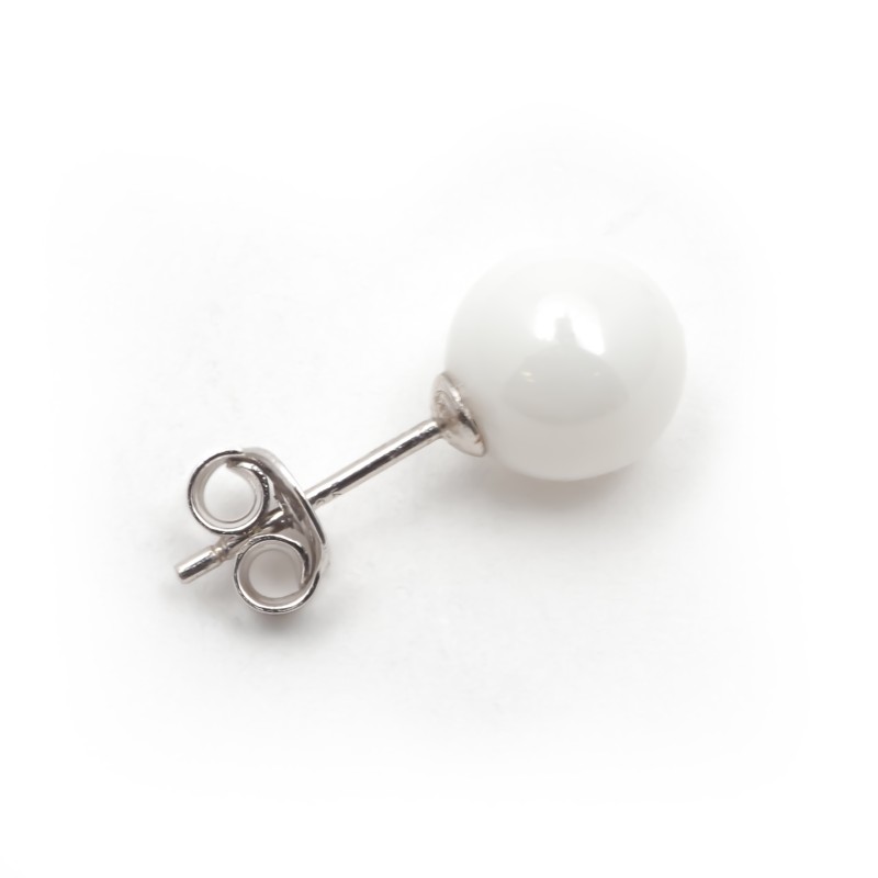 Boucles d'oreilles  carador clous en argent perle en céramique blanche