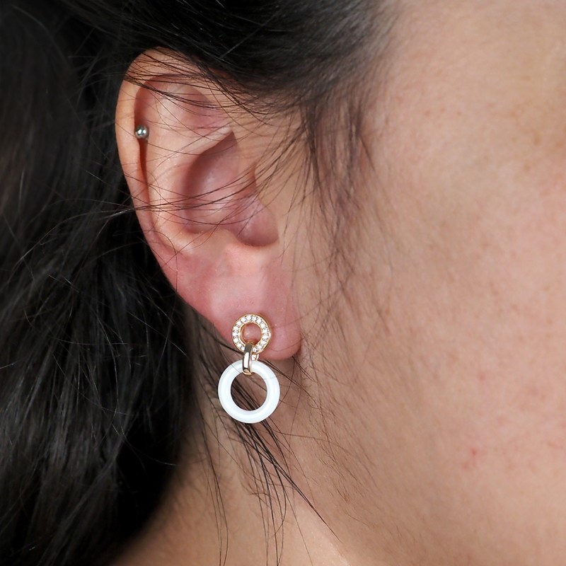 Boucles d'oreilles pendantes femme EMILY phebus en plaqué or avec oxydes de zirconium