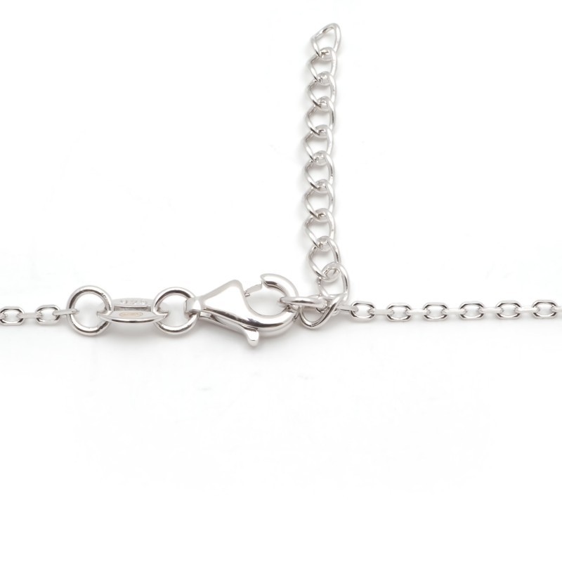 Collier solitaire femme carador en argent et oxyde bleu serti griffes