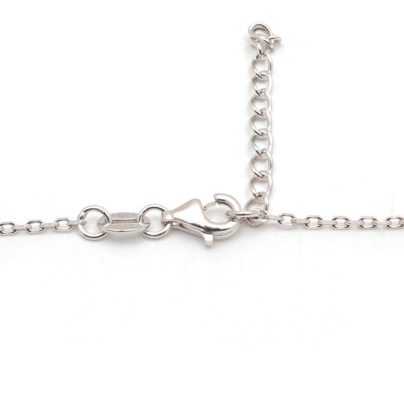 Collier solitaire femme carador en argent avec spinelle bleu clair sertie clos