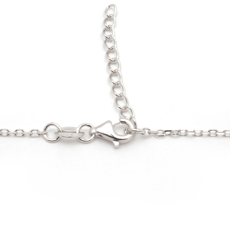 Collier solitaire femme carador en argent et oxyde bleu serti griffes