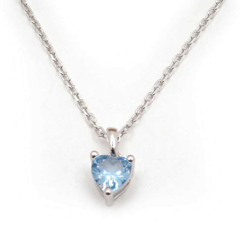 Collier solitaire femme carador en argent et oxyde bleu serti griffes