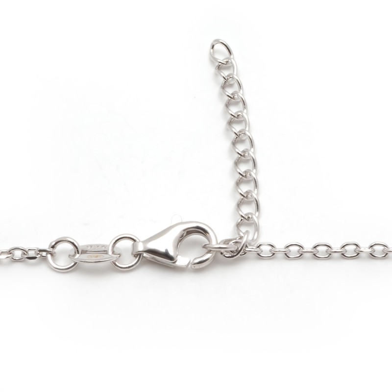 Collier fantaisie femme carador en argent avec oxydes de zirconium blancs et bleu motif cœur