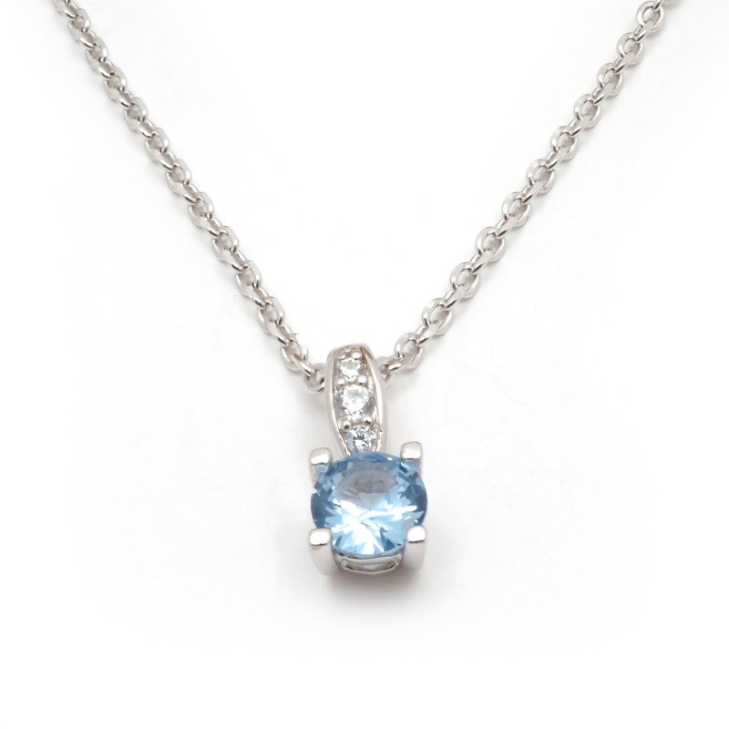 Collier fantaisie femme carador en argent et oxydes blanc et  bleu