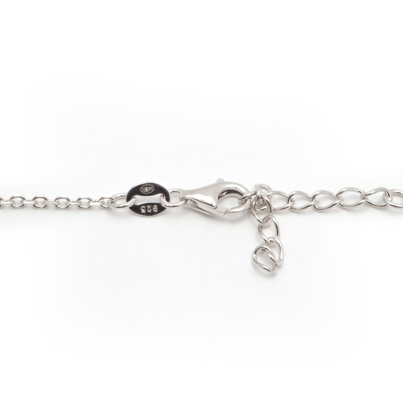 Collier fantaisie femme carador en argent et oxydes blanc et  bleus motif cœurs