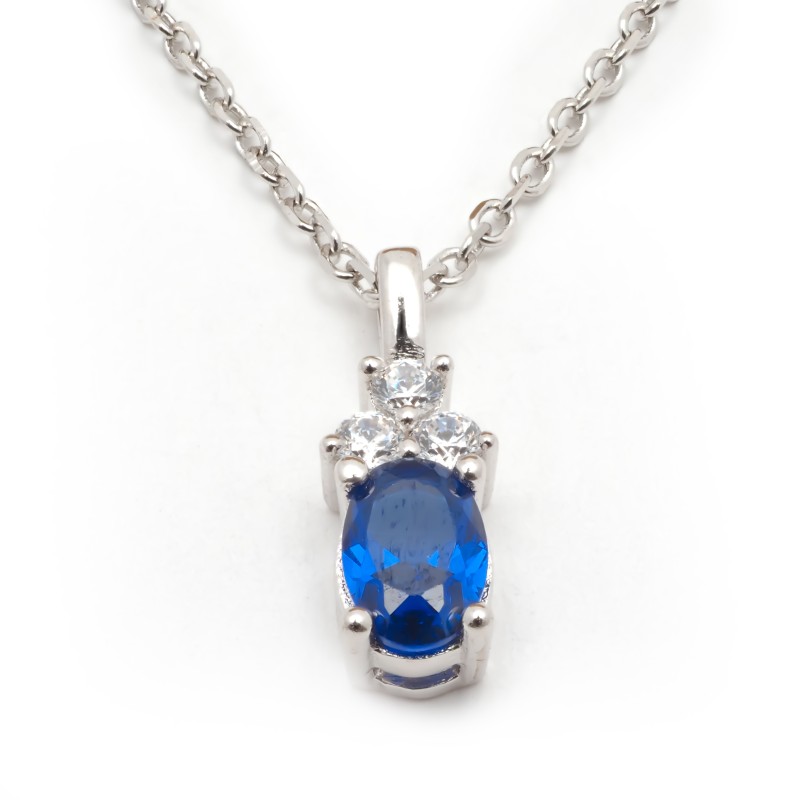 Collier fantaisie femme carador en  argent avec oxydes blanc et bleu