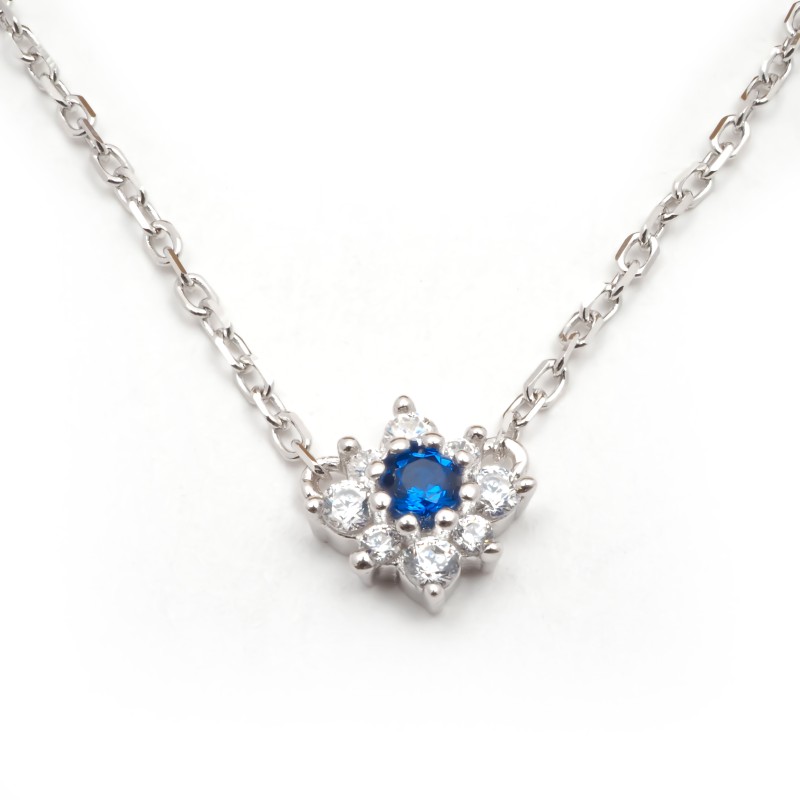 Collier fantaisie femme carador en  argent avec oxyde blanc et bleu motif étoile
