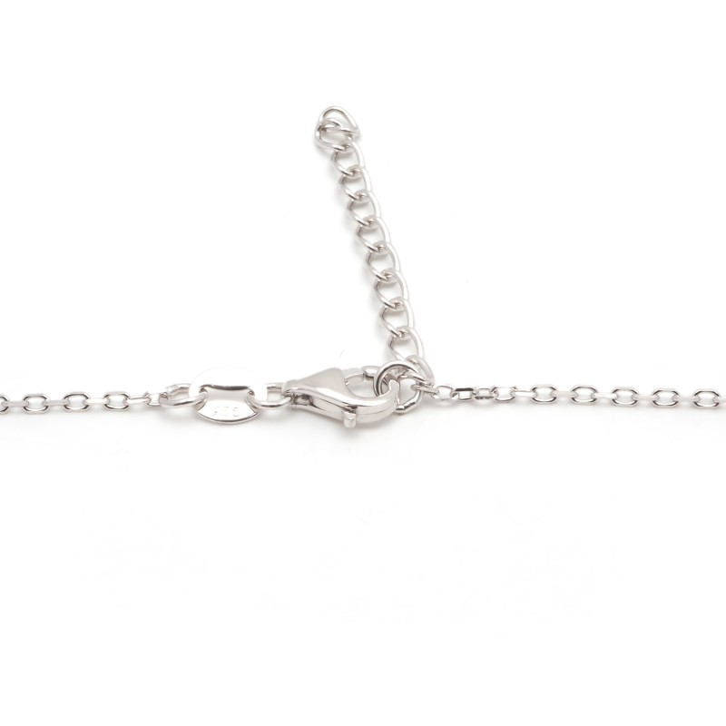 Collier solitaire femme carador en argent et oxyde bleu serti griffes