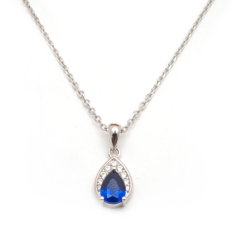 Collier fantaisie femme carador en  argent avec oxydes blanc et bleu